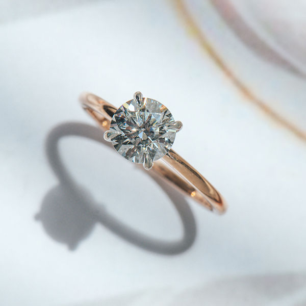 Round Cut Two-Tone Engagement Ring -side