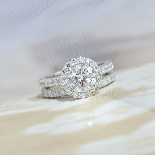 Round Halo Engagement Ring With Cathedral -top