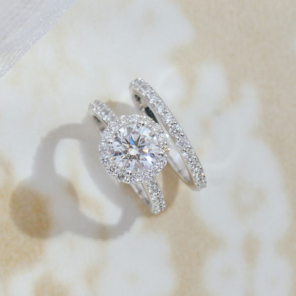 Round Halo Engagement Ring With Cathedral -side