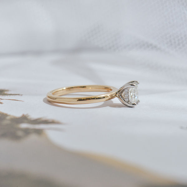 Two-Tone Solitaire Princess Engagement Ring-side