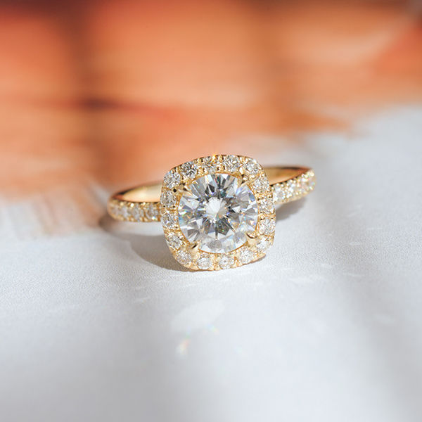 Cushion Halo Engagement Ring With Round Cut-top