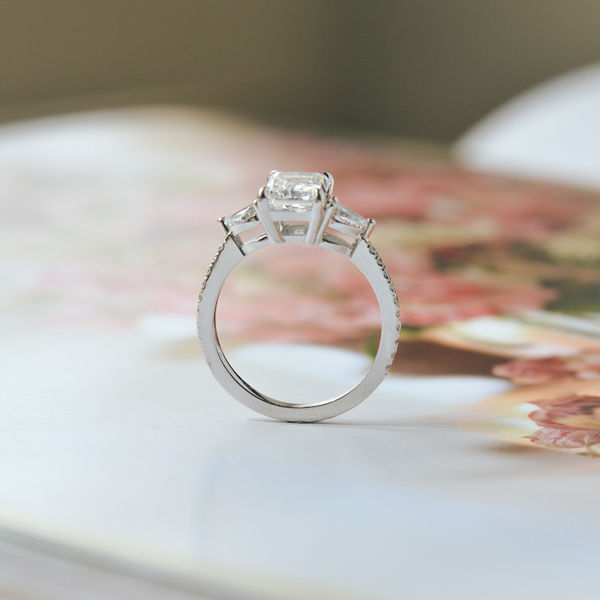 Radiant 3-Stone Engagement Ring With Pavé Band-profile