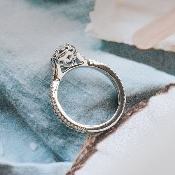 Oval Engagement Ring With Sapphire Halo-profile