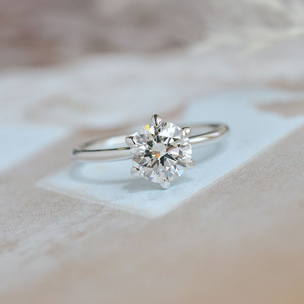 Round 6-Prong Solitaire Engagement Ring With Fine Short Tip -top
