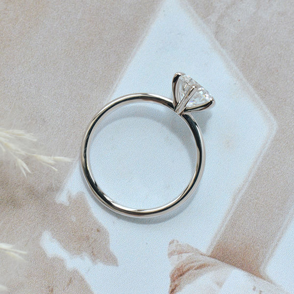 Round 6-Prong Solitaire Engagement Ring With Fine Short Tip -profile