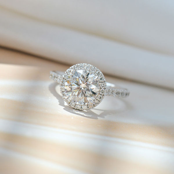 Elevated Focal Round Stone Engagement Ring With Pavé-top