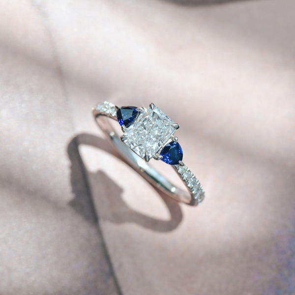 3-Stone Radiant And Trillion Engagement Ring-top