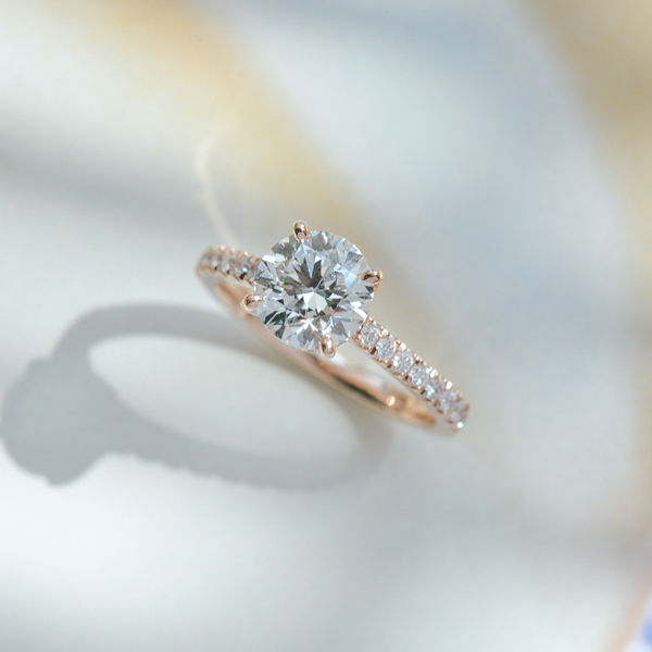 Round Pavé Engagement Ring-top
