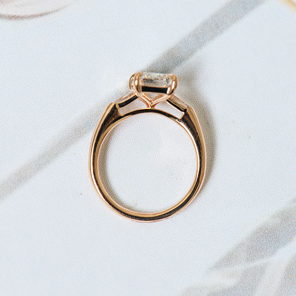 Emerald and Tapered Baguettes 3-Stone Engagement Ring-profile