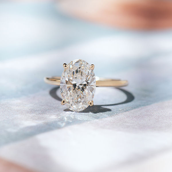 Oval Solitaire Engagement Ring With 1.5mm Band-top