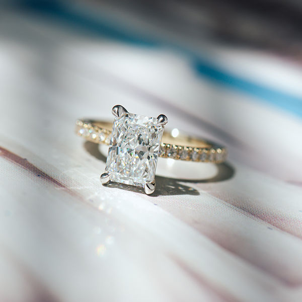 Radiant Cut Two-Tone Engagement Ring -top