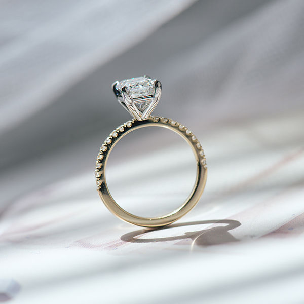 Radiant Cut Two-Tone Engagement Ring -profile