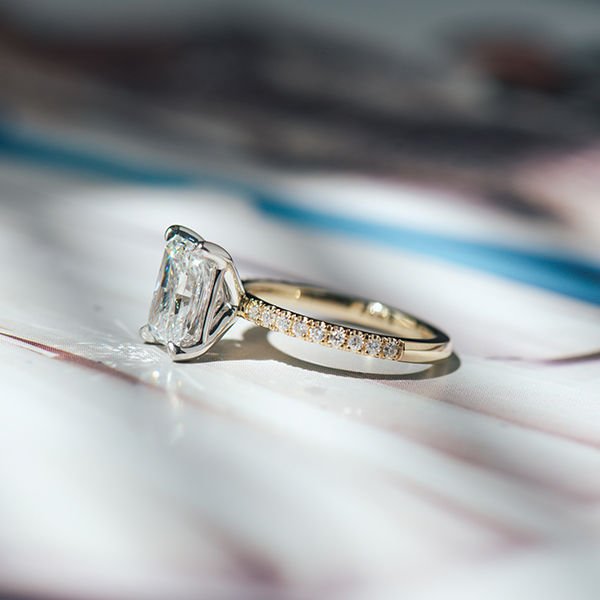 Radiant Cut Two-Tone Engagement Ring -side