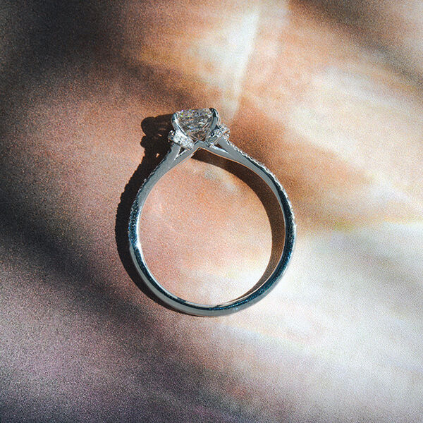 Cushion Engagement Ring With Collared Halo and Split Shank-profile
