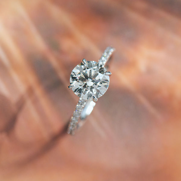Round 4-Prong Pavé Engagement Ring -top