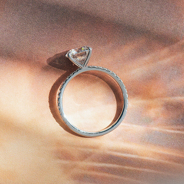 Round 4-Prong Pavé Engagement Ring -profile