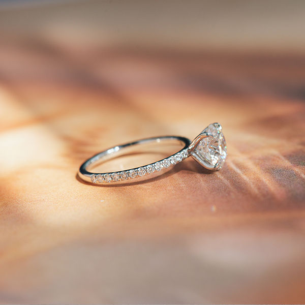 Round 4-Prong Pavé Engagement Ring -side