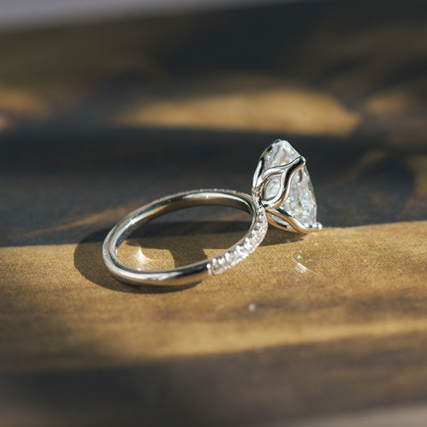 Petal Prong Oval Engagement Ring-side