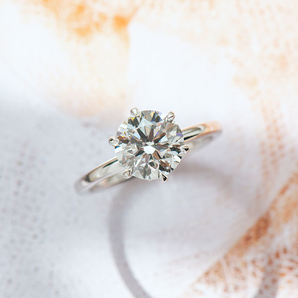 Round Solitaire Engagement Ring With 6-Prong -top