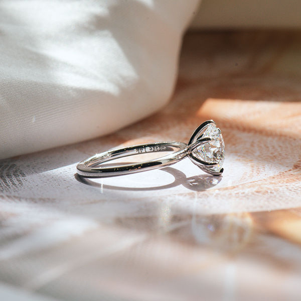 Round Solitaire Engagement Ring With 6-Prong -side