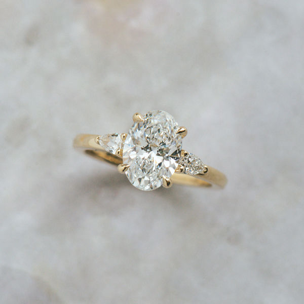 Oval Pear 3 Stone Engagement Ring-top