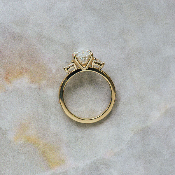 Oval Pear 3 Stone Engagement Ring-profile