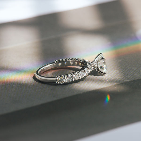 Round Shared Prong Engagement Ring-side