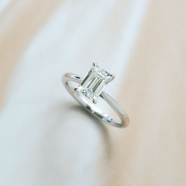 Emerald Solitaire Engagement Ring-top