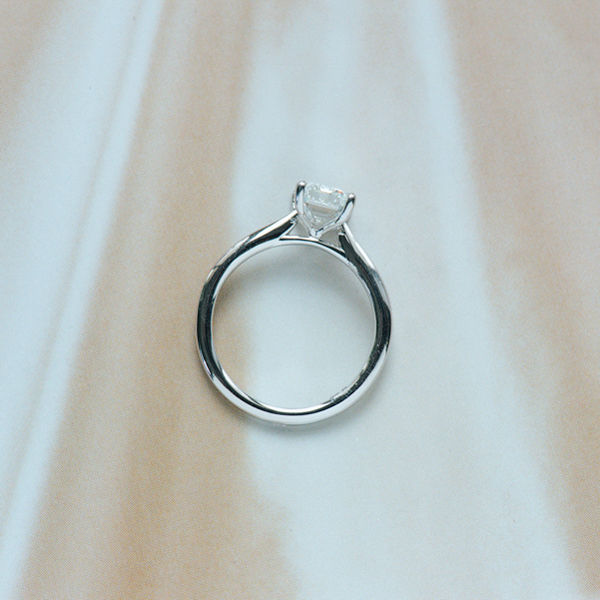 Emerald Solitaire Engagement Ring-profile