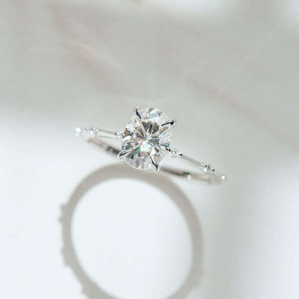 Oval Engagement Ring With Constellation Style Pavé -top