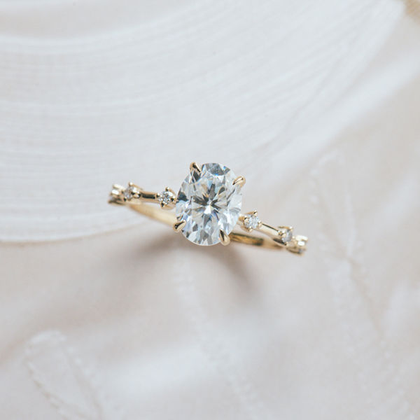 Classic Oval 4-Prong Constellation Style Pavé Engagement Ring-side