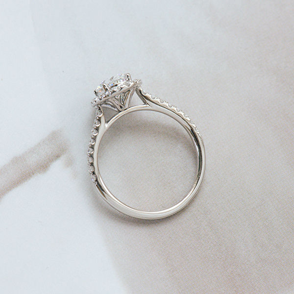 Oval Halo Engagement Ring With Pavé Band -profile