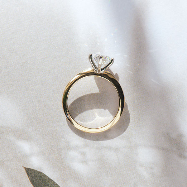 6-Prong Two-Tone Round Engagement Ring With Knife-Edge Band -profile