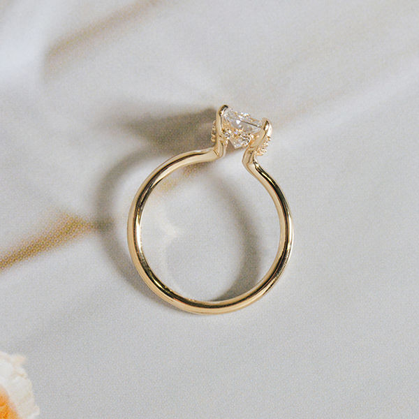 Radiant Engagement Ring With Different Size Stones Hidden Halo -profile