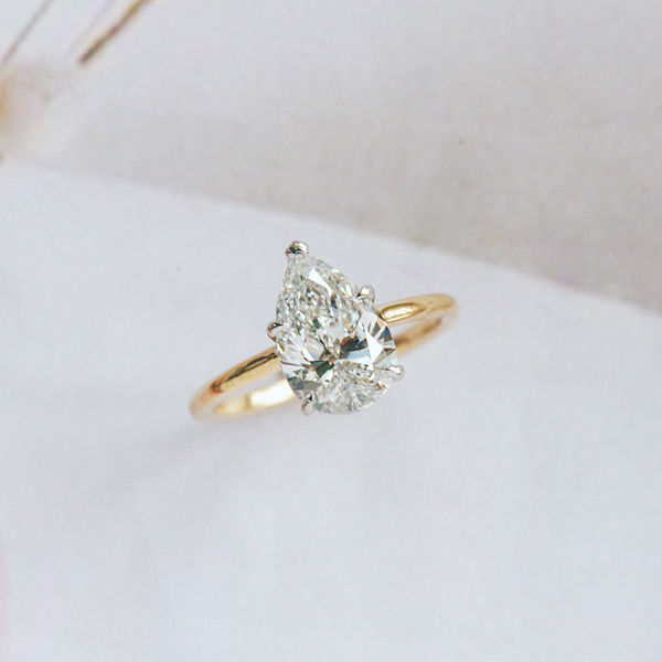 Two-Tone 5-Prong Pear Engagement Ring-top