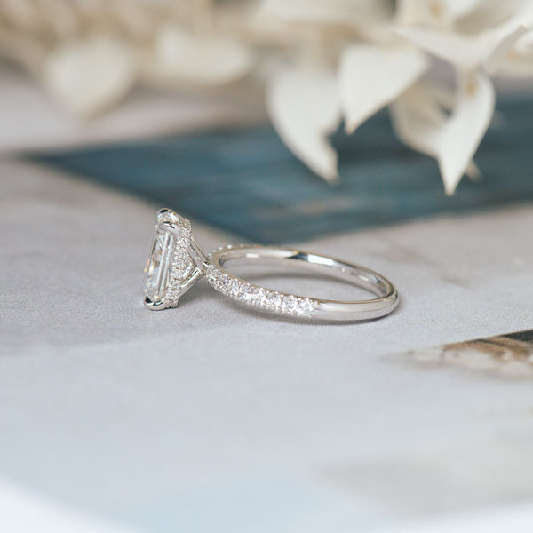 Radiant Engagement Ring With Hidden Halo Around The Claws-side