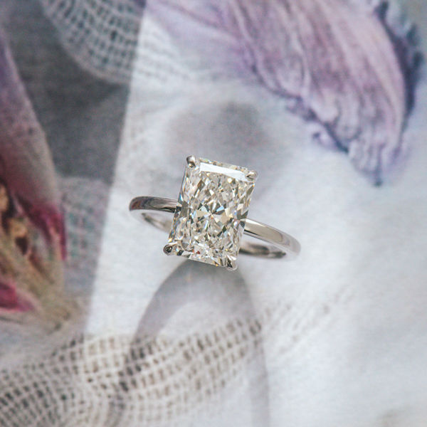 Low Set Solitaire Radiant Engagement Ring-top