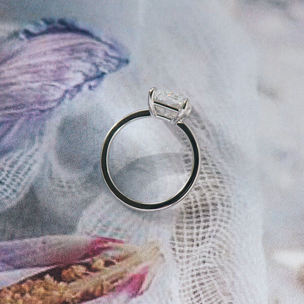 Low Set Solitaire Radiant Engagement Ring-profile