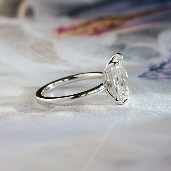 Low Set Solitaire Radiant Engagement Ring-side