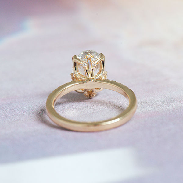 Elongated Cushion Halo Engagement Ring -profile