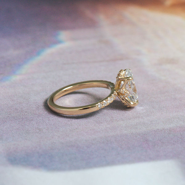 Elongated Cushion Halo Engagement Ring -side