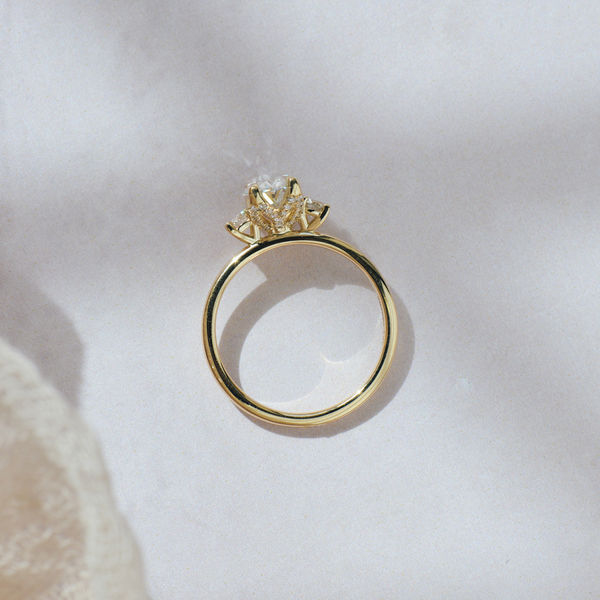 Oval And Round Three Stone Engagement Ring -profile