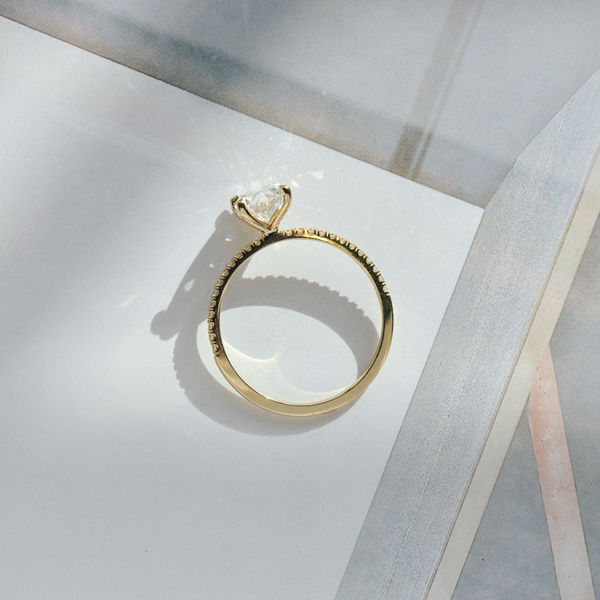 Oval Solitaire Engagement Ring With Pavé-profile