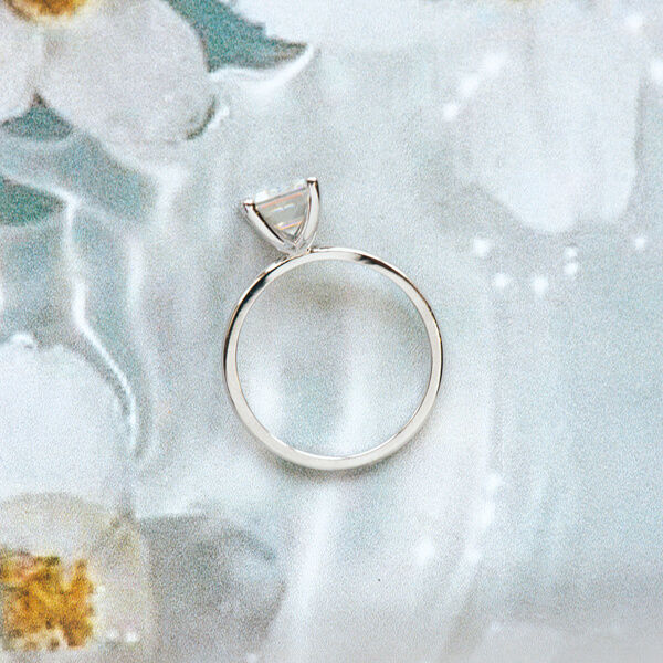 Moissanite Emerald Engagement Ring-profile