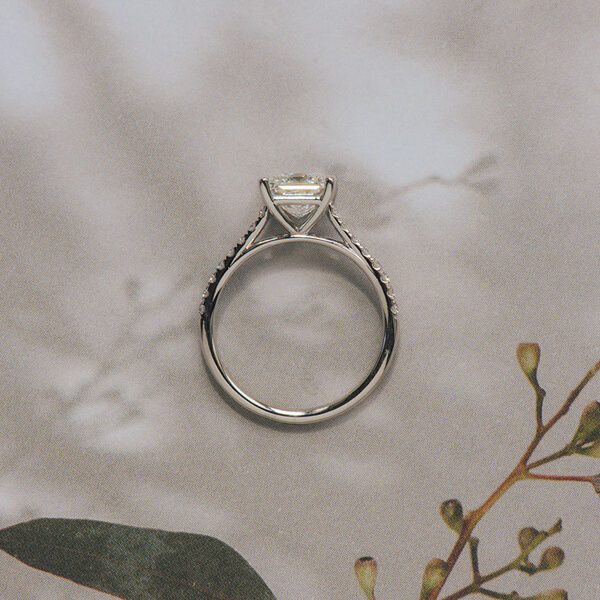 Princess Pave Engagement Ring With Cathedral-profile