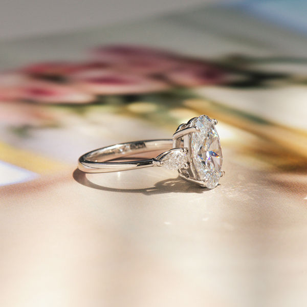 Oval And Pear 3-Stone Engagement RIng-side