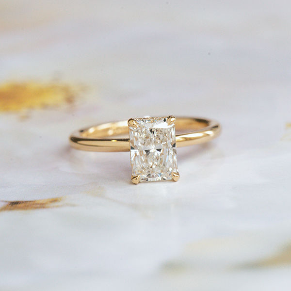 Radiant Engagement Ring With Hidden Halo -top