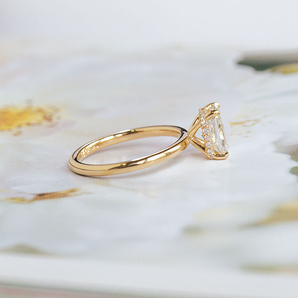 Radiant Engagement Ring With Hidden Halo -side