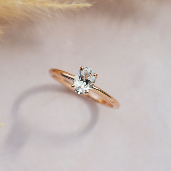 White Topaz Oval Engagement Ring-top