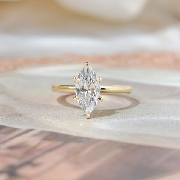 Marquise Engagement Ring With Hidden Halo-top
